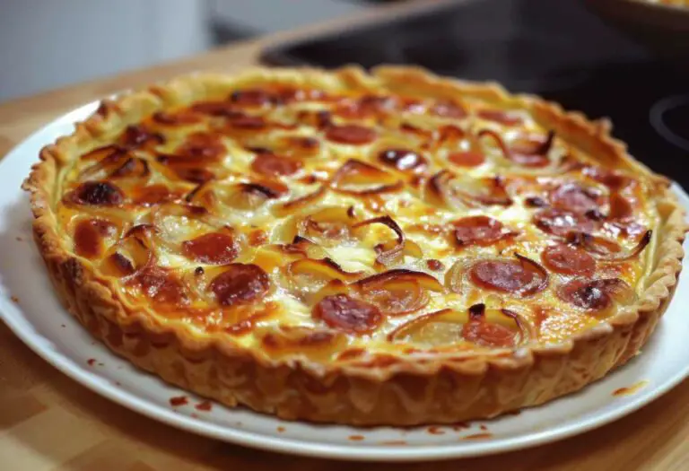 Tarte Salée aux Oignons et Chorizo à la Crème Fraîche